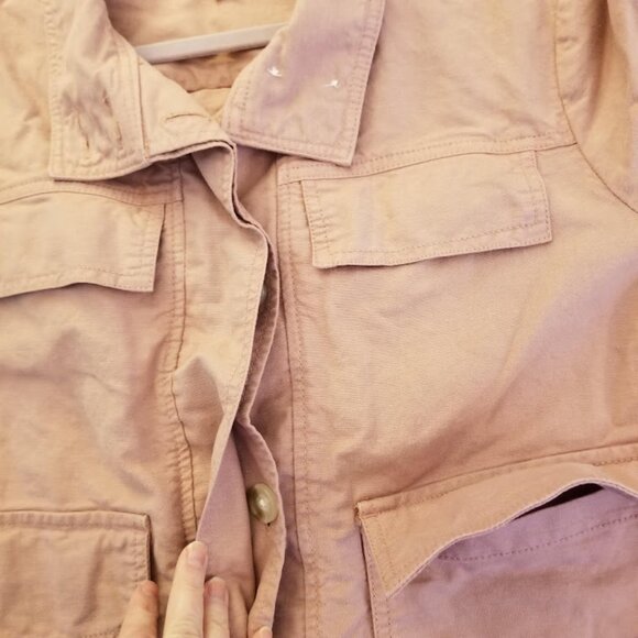 LOFT | Pink Linen Cargo Utility Chore Jacket, Size Medium - Picture 9 of 9